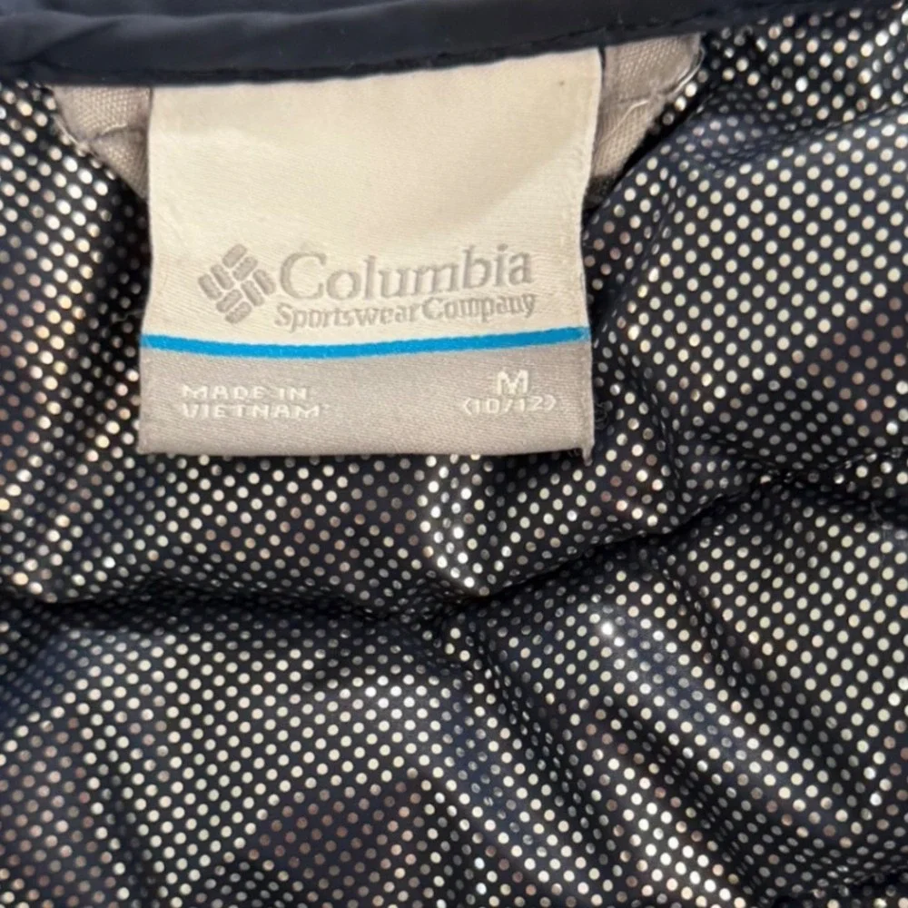 Columbia Kids Hooded Jacket Coat Navy Blue Puffer Omni-Heat Water Resistant